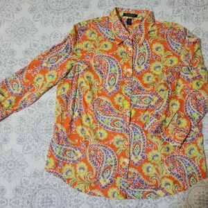 Lauren Ralph Lauren Orange Floral Shirt